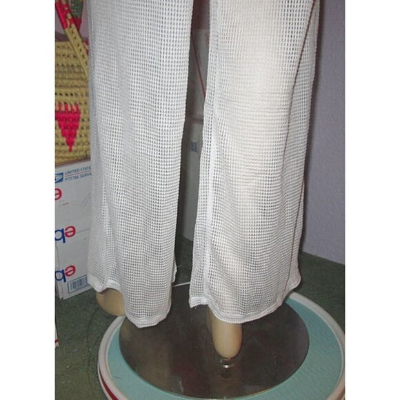 Ellen Weaver Sheer Crochet Beach Pants Coverup High Rise Fishnet Resortwear Boho - Picture 8 of 10